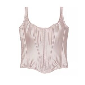 Victoria's Secret The Classic Corset Dusty Rose XL 100% Silk One Piece NWT